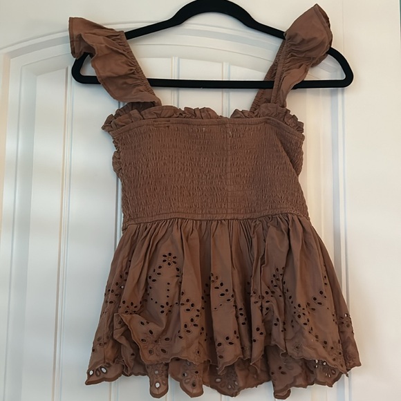 Brown Ruffle Tank Size Small - Picture 3 of 3